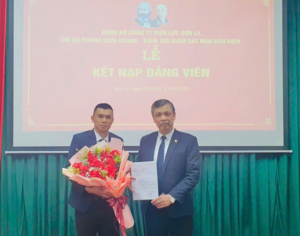 Chi bộ phòng Kinh doanh - Kiểm tra giám sát mua bán điện kết nạp đảng viên mới